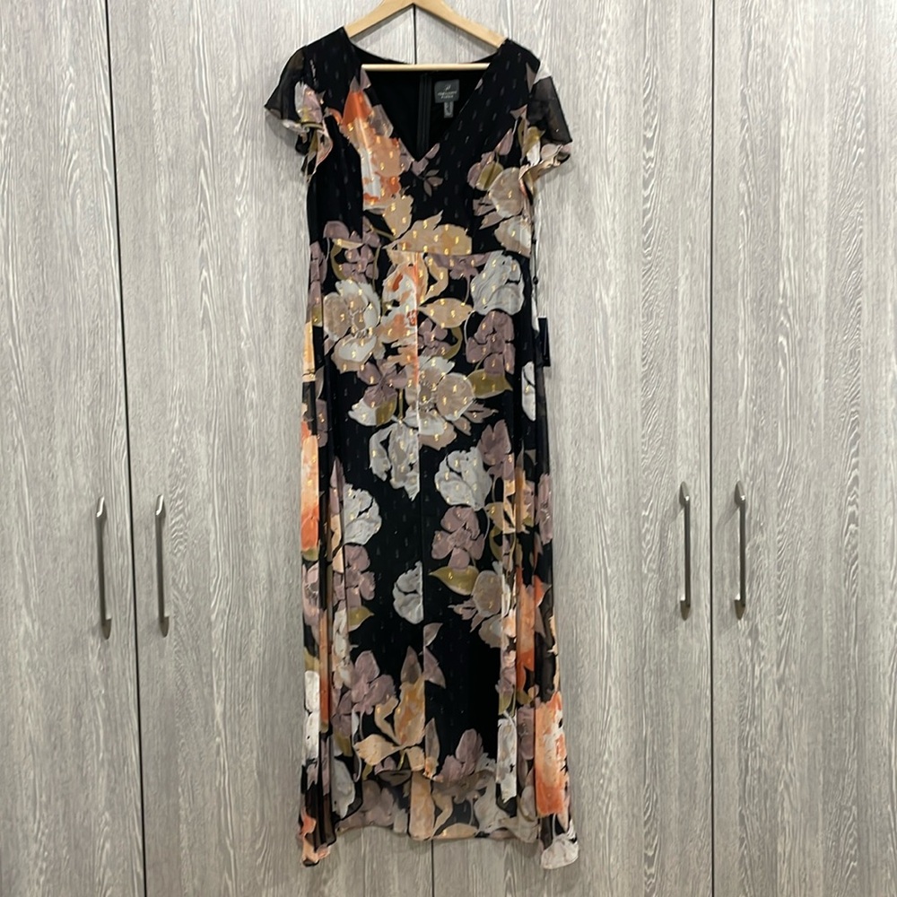 NWT - ADRIANNA PAPELL FLORAL OVERLAY MAXI JUMPSUIT - SIZE 10 WOMENS